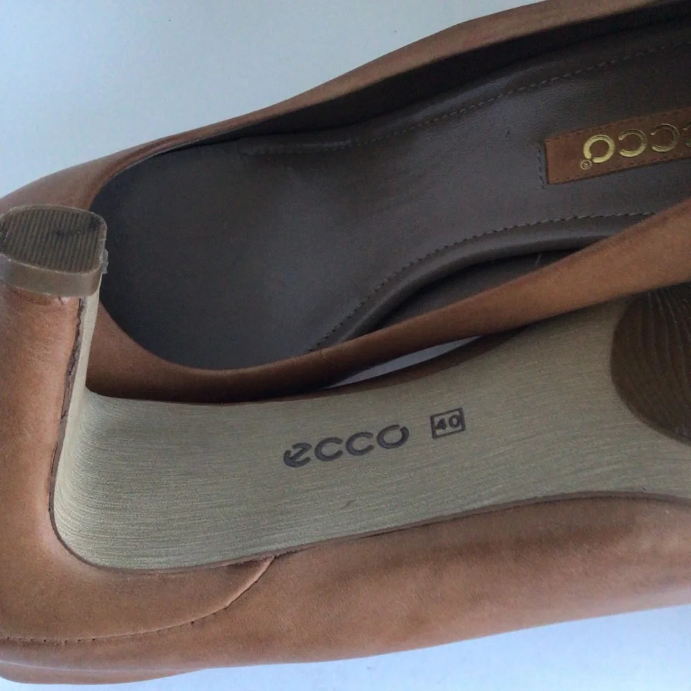 Ecco Leather Pump Round Toe High Heel Light Brown.EU 40/US 9/9.5 - Picture 10 of 13